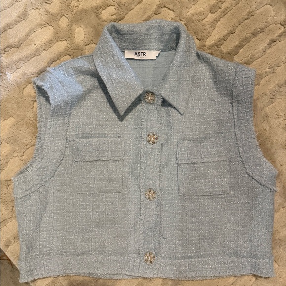Astr Tops - ASTR Soft Blue Textured Top